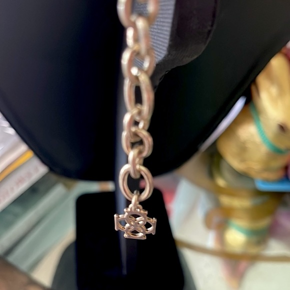 Lavallière necklace with topaz colored faceted stones framed in gold tone - Picture 8 of 8